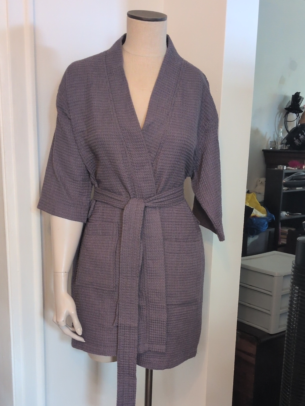 Turquaz Waffle Knit Short-Sleeve Robe